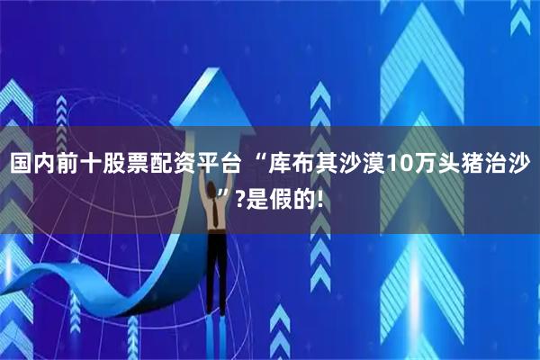 国内前十股票配资平台 “库布其沙漠10万头猪治沙”?是假的!